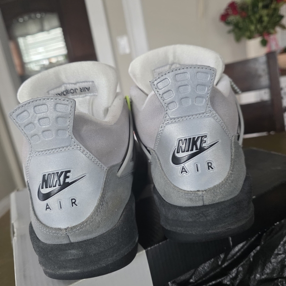 Jordan 4's Retro Neons                     Men's Gray and Neon Green Sneakers - Picture 7 of 8